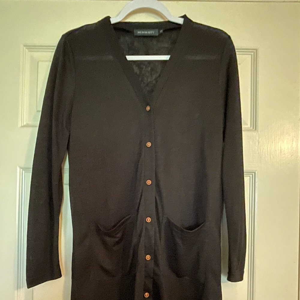 Black Long Buttoned Cardigan
